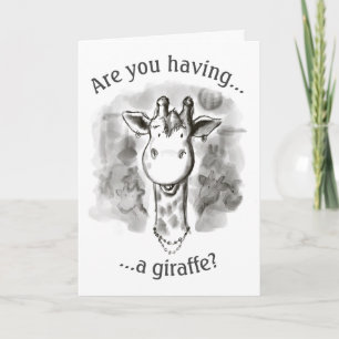 Cockney Rhyming Slang Funny Giraffe Letterpress Thank You Card