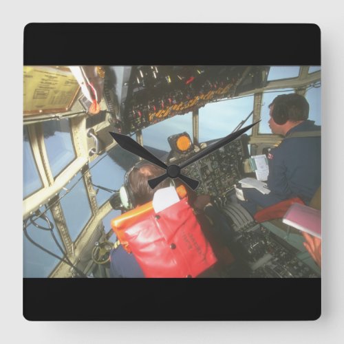 Cockpit of C_130 Hercules_Military Aircraft Square Wall Clock