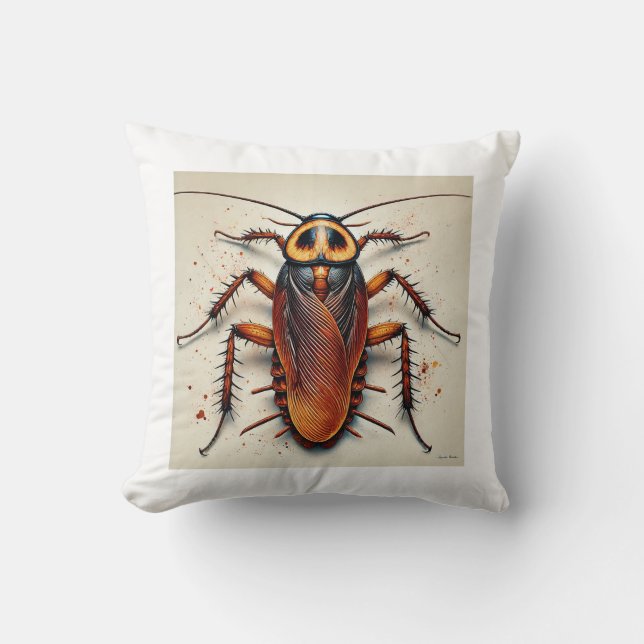 Cockroach 010924IREF241 - Watercolor Throw Pillow (Front)