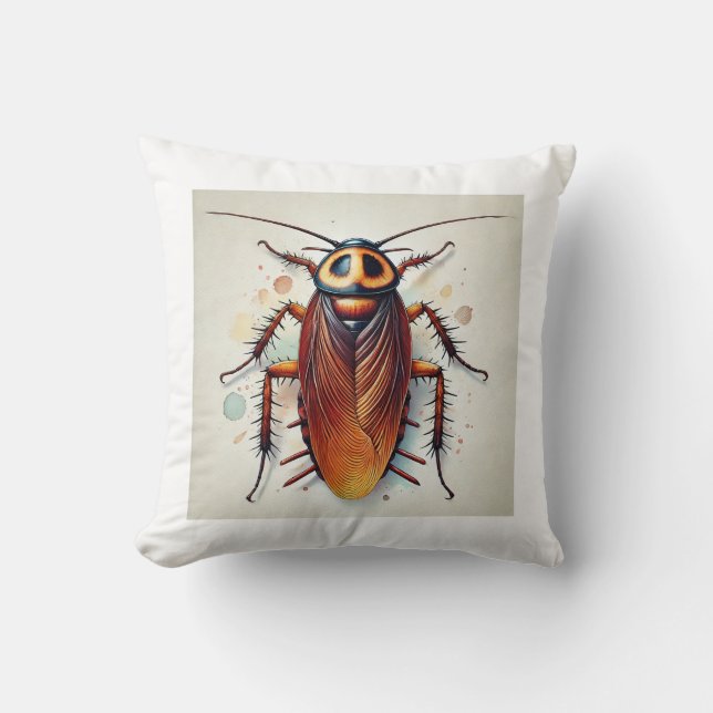Cockroach 051024IREF234 - Watercolor Throw Pillow (Front)
