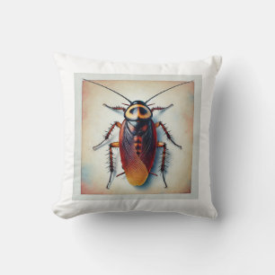 Cockroach dorsal view 220824IREF214 - Watercolor Throw Pillow
