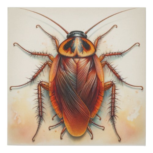 Cockroach Dorsal View Watercolor Ink 040624IREF107 Faux Canvas Print