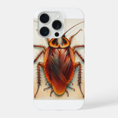 Cockroach Dorsal View Watercolor Ink 040624IREF107 iPhone 15 Pro Case