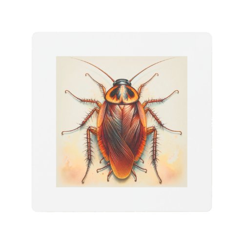 Cockroach Dorsal View Watercolor Ink 040624IREF107 Metal Print