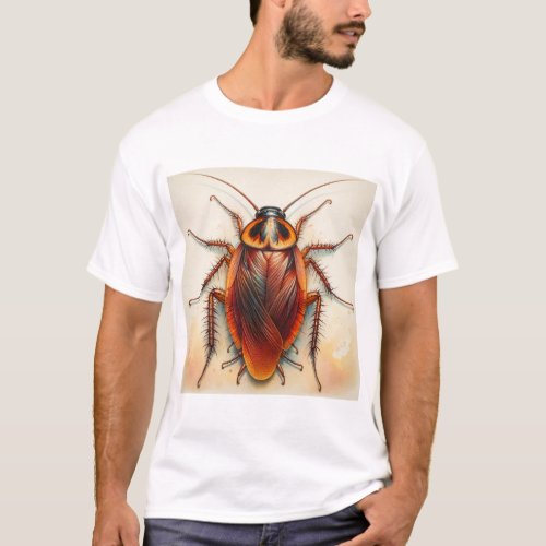 Cockroach Dorsal View Watercolor Ink 040624IREF107 T_Shirt