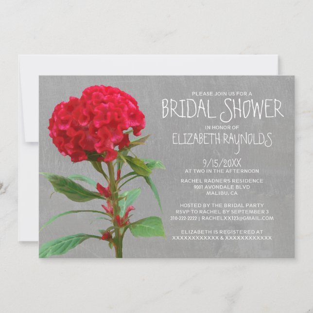 Cockscomb Bridal Shower Invitations (Front)