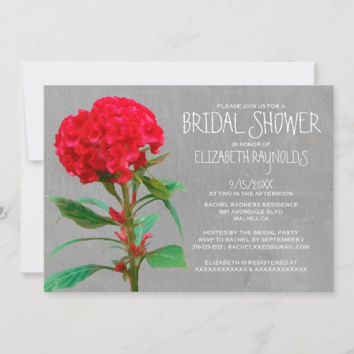 Cockscomb Bridal Shower Invitations