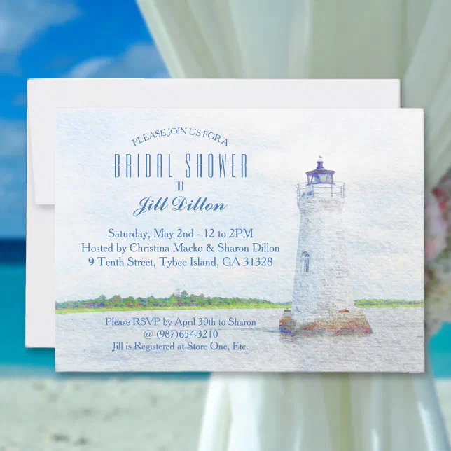 Cockspur Lighthouse Watercolor Bridal Shower Invitation Zazzle