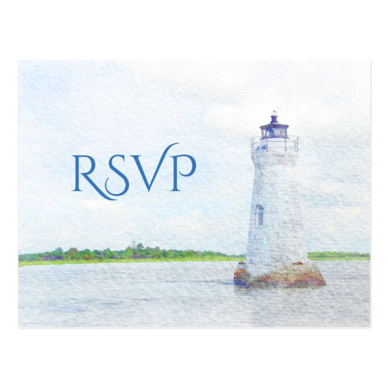 Cockspur Lighthouse Watercolor RSVP Postcard