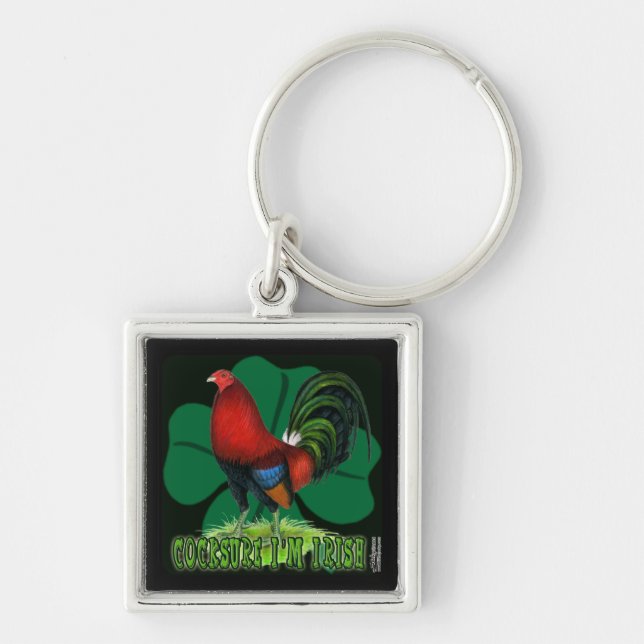 Cocksure I'm Irish Too! Keychain (Front)