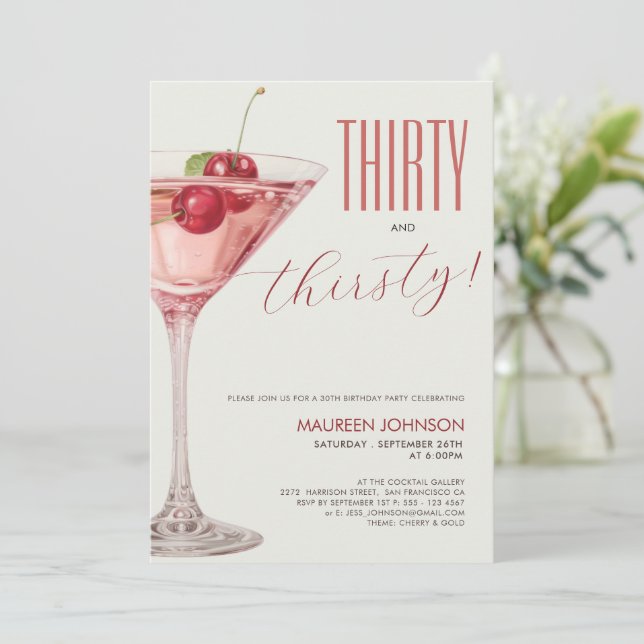Cocktail 30th Birthday Party Invitation (Standing Front)