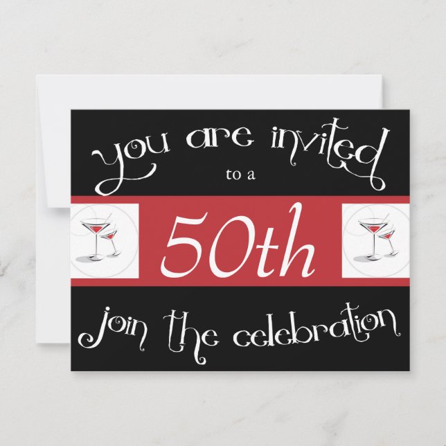 Cocktail 50th Birthday Party Invitations (Front)