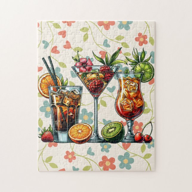 Cocktail alcoholic Drinks color art illustrations Jigsaw Puzzle (Vertical)