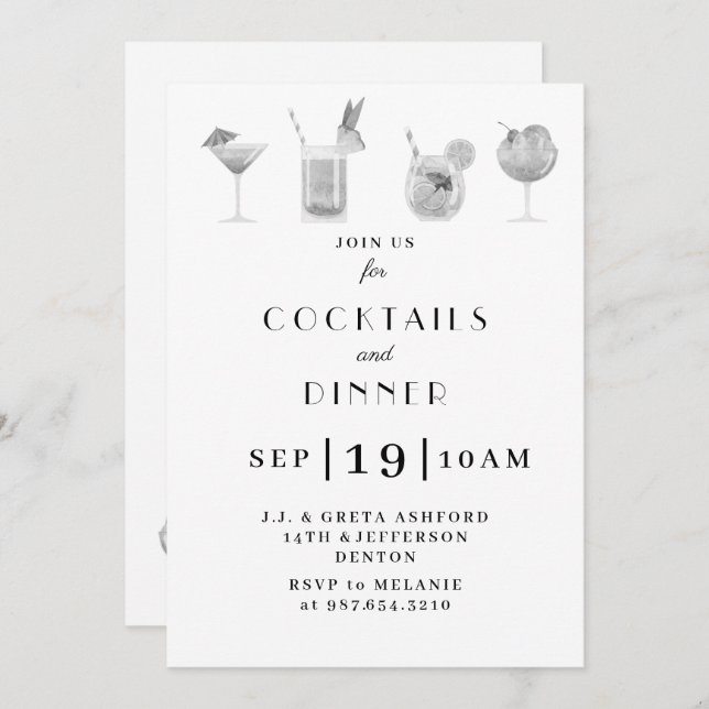 Cocktail and drinks party invitation (Front/Back)