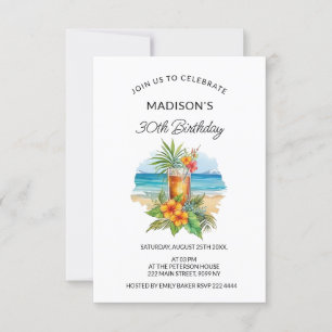 Cocktail and Exotic Flower Invitation
