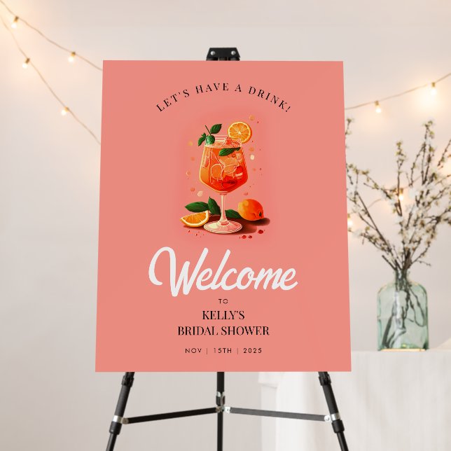 Cocktail Aperol Spritz Bridal Shower Welcome Foam Board (In Situ (Stand))