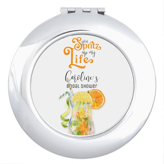 Cocktail Aperol Spritz Italian Style Bridal Shower Compact Mirror (Front)