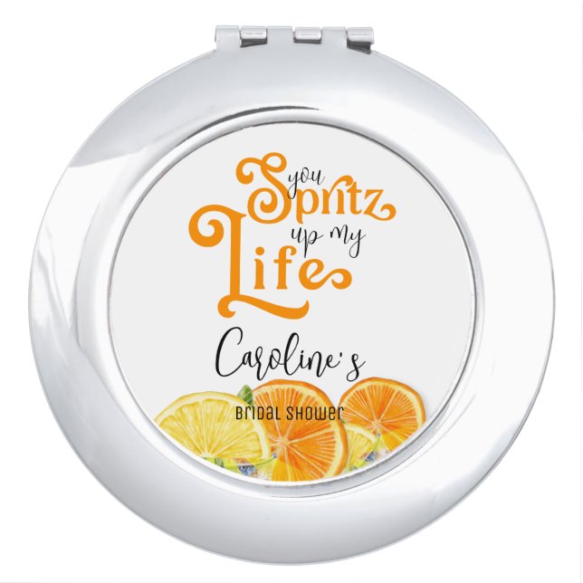Cocktail Aperol Spritz Italian Style Bridal Shower Compact Mirror (Front)