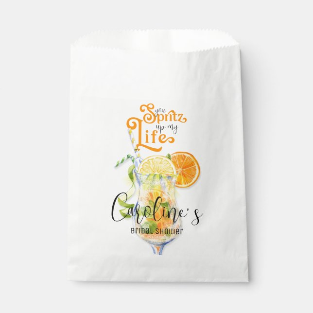 Cocktail Aperol Spritz Italian Style Bridal Shower Favor Bag (Front)