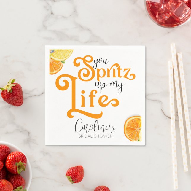 Cocktail Aperol Spritz Italian Style Bridal Shower Napkins (Insitu)