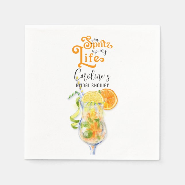 Cocktail Aperol Spritz Italian Style Bridal Shower Napkins (Front)