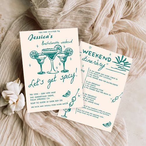 Cocktail Bachelorette Weekend Itinerary Party  Invitation