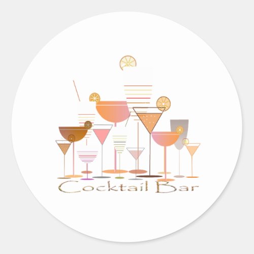 Cocktail bar classic round sticker