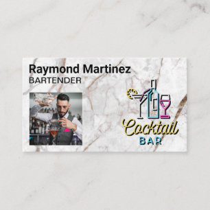 Cocktail Bar Logo Bartender Pouring Drink Business Card