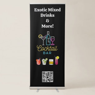 Cocktail Bar Logo   QR Code Retractable Banner