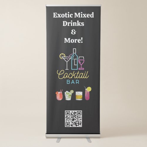 Cocktail Bar Logo  QR Code Retractable Banner