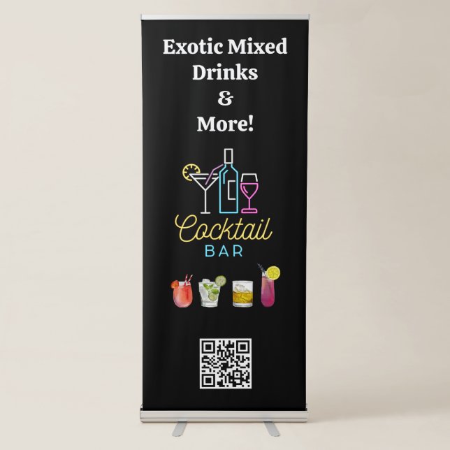 Cocktail Bar Logo | QR Code Retractable Banner (Front)