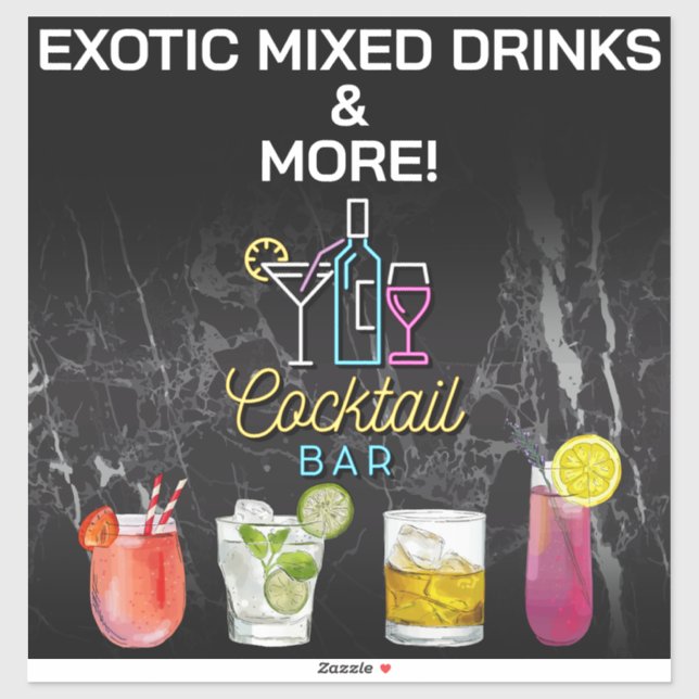 Cocktail Bar Neon Sign Sticker (Sheet)