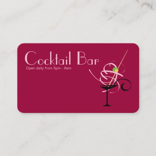 Cocktail Bar Nightclub Event Planner Business Card