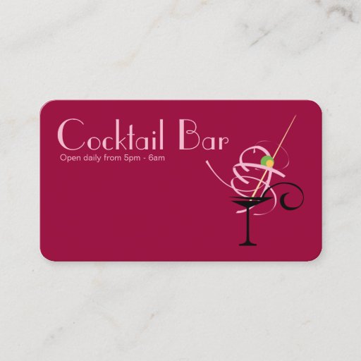 Customizable Cocktail Bar Nightclub Business Card