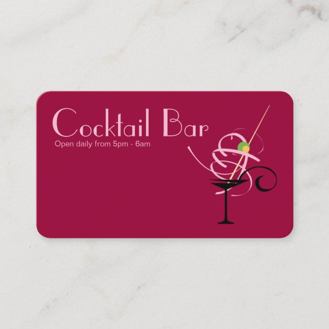 Cocktail Bar Nightclub Event Planner Business Card (Front)