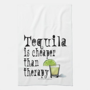 COCKTAIL BAR TOWELS, TEQUILA CHEAPER THAN THERAPY TOWEL