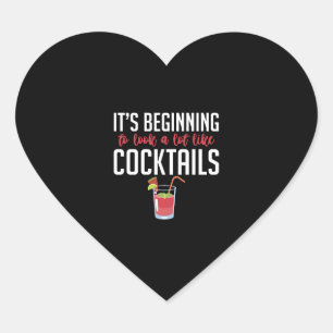 Cocktail bartender birthday gift christmas heart sticker