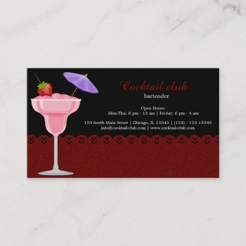 Cocktail bartender business card