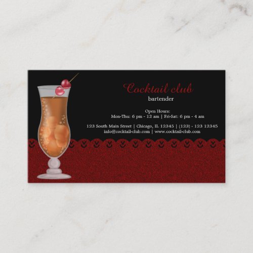 Cocktail bartender business card
