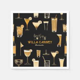 Cocktail bartender Professional Elegant Gold Napkins