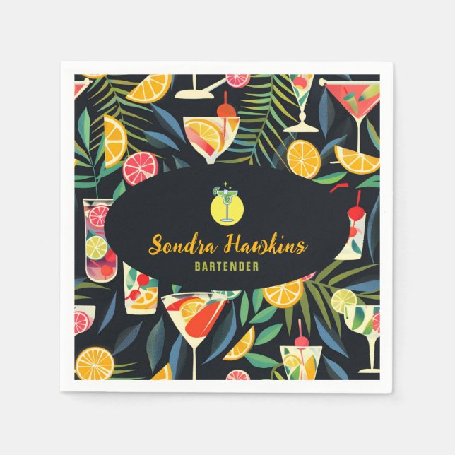 Cocktail bartender Professional | Fresh Orange  Napkins (Front)