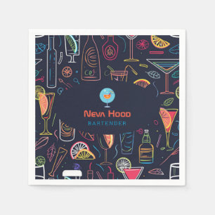 Cocktail bartender Professional   Neon Light Napkins