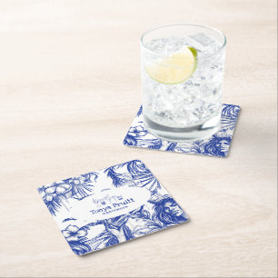 Cocktail bartender Professional Sketch Blue Square Paper Coaster