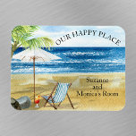 Cocktail Beach Chair Happy Place Cruise Door  Magnet<br><div class="desc">This design may be personalized in the area provided by changing the photo and/or text. Or it can be customized by clicking Personalize this Template and then choosing the click to customize further option and delete or change the color of the background, add text, change the text color or style,...</div>