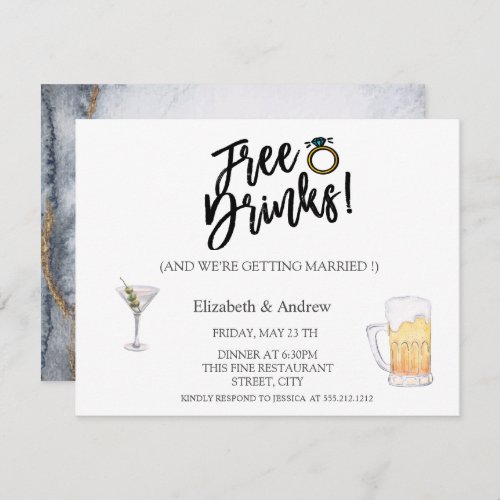 CocktailBeerFree Drinks Wedding Invitation