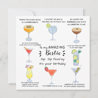 Cocktail Bestie Birthday Card