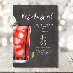 Cocktail birthday party watercolor invitation