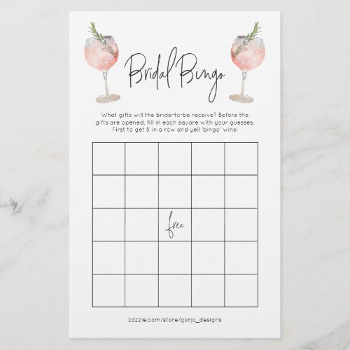 Cocktail Bridal Bingo Bachelorette Game