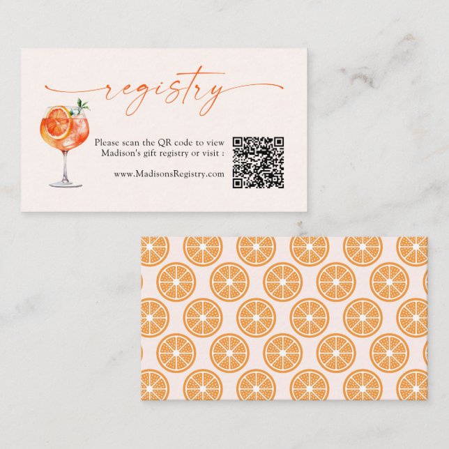 Cocktail Bridal Shower Gift Registry Enclosure Card (Front/Back)