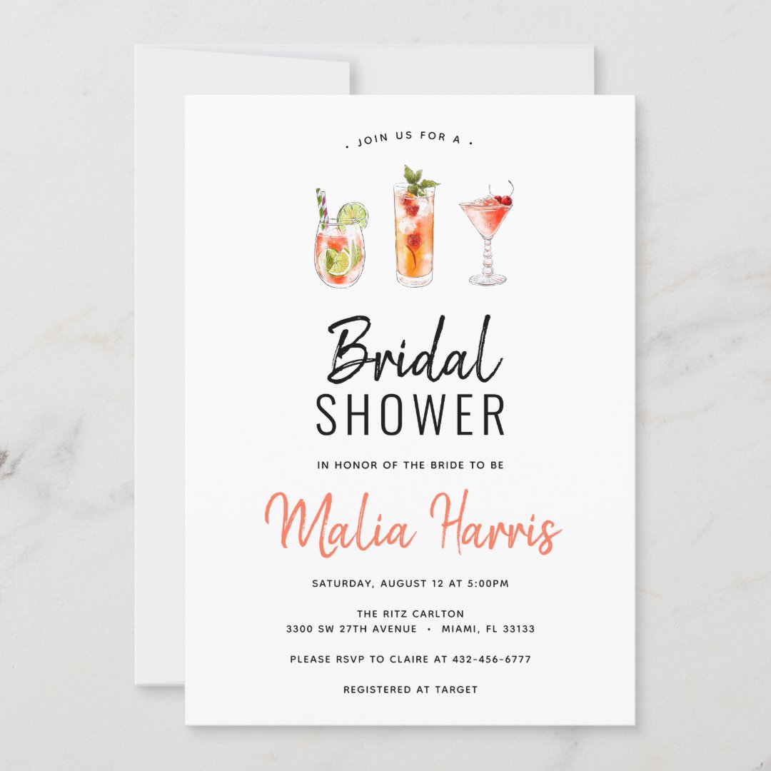 Cocktail Bridal Shower invitation Zazzle